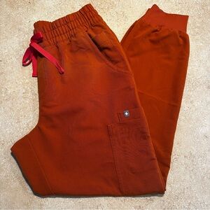 Figs Rust Orange High Waisted Uman Relaxed Jogger Scrub Pants